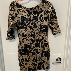 Black and Gold Sequin Dress